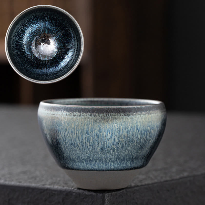 Silberblaue Jianzhan Kiln Change Porzellan-Teetasse | Meditationszubehör