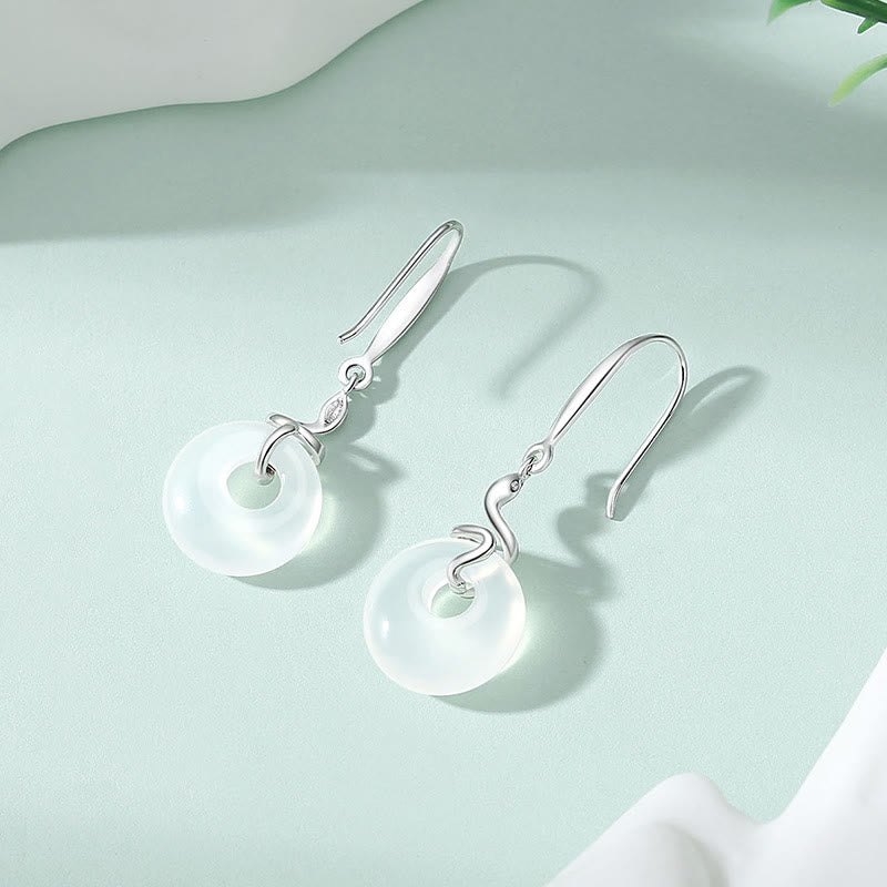 Silberne Chalcedon-Ohrringe mit Peace-Schnalle