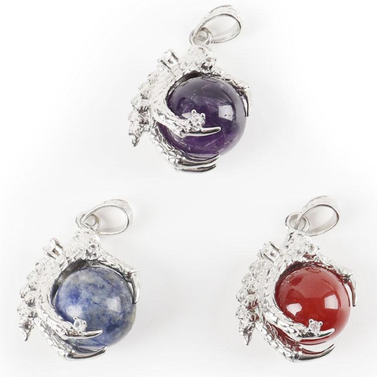 Small Red Chalcedony Dragon Claw Pendant for Protection