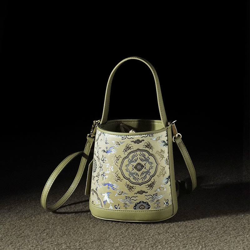 Song Brokat-Umhängetasche mit Kranich-Hirsch für spirituelle Harmonie