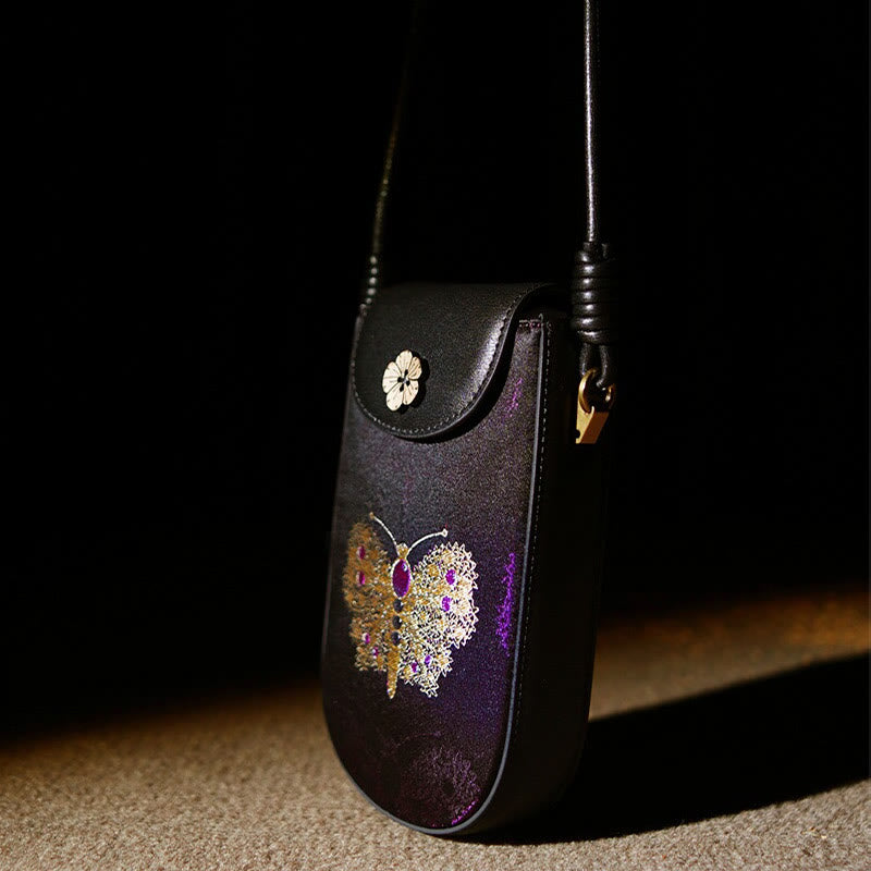 Song Brokat Retro Blume Schmetterling Umhängetasche