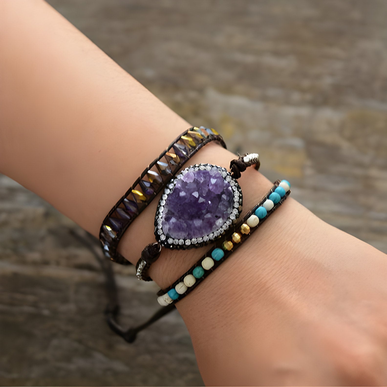 Spirituelles Amethyst-Druzy-Armband für Balance