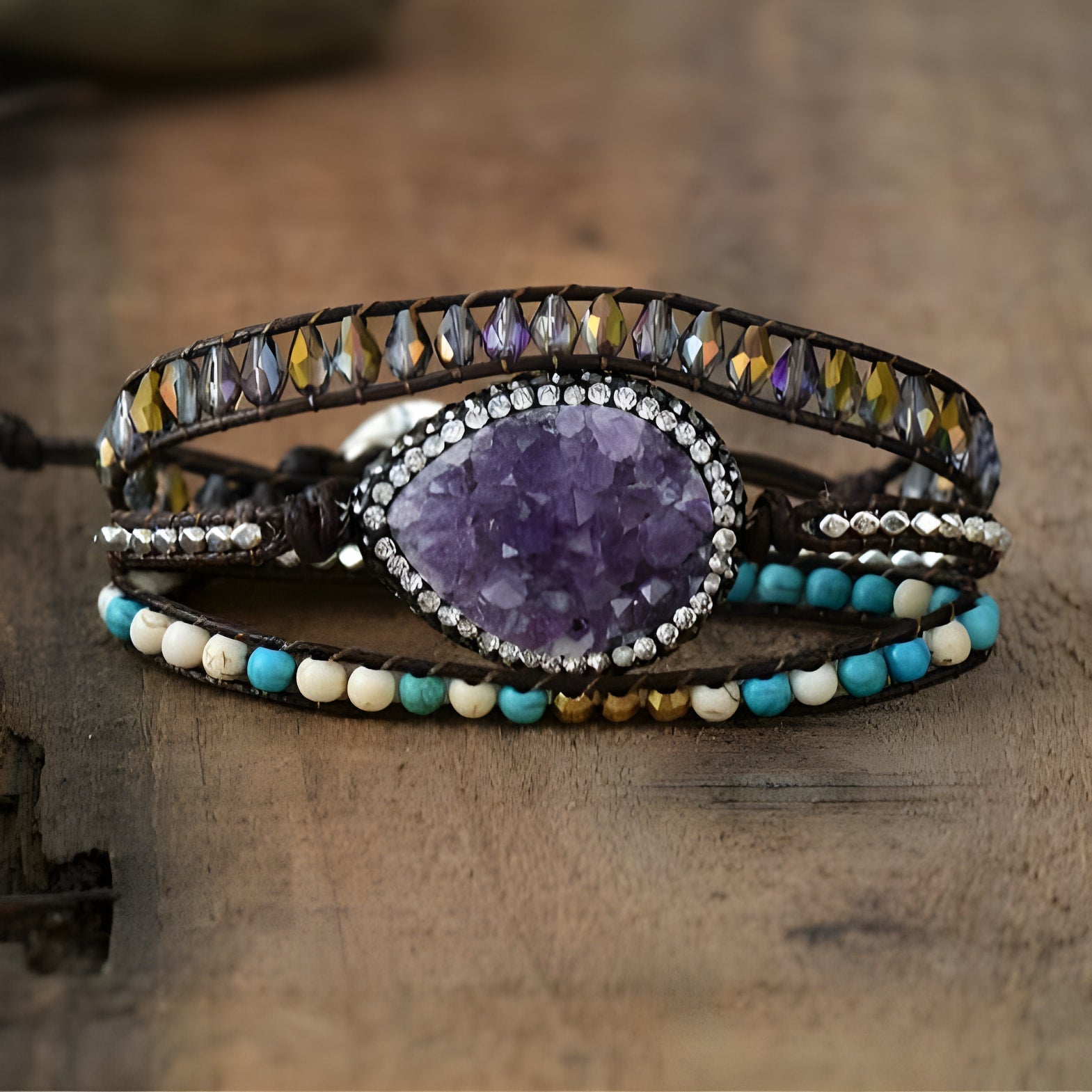 Spirituelles Amethyst-Druzy-Armband für Balance
