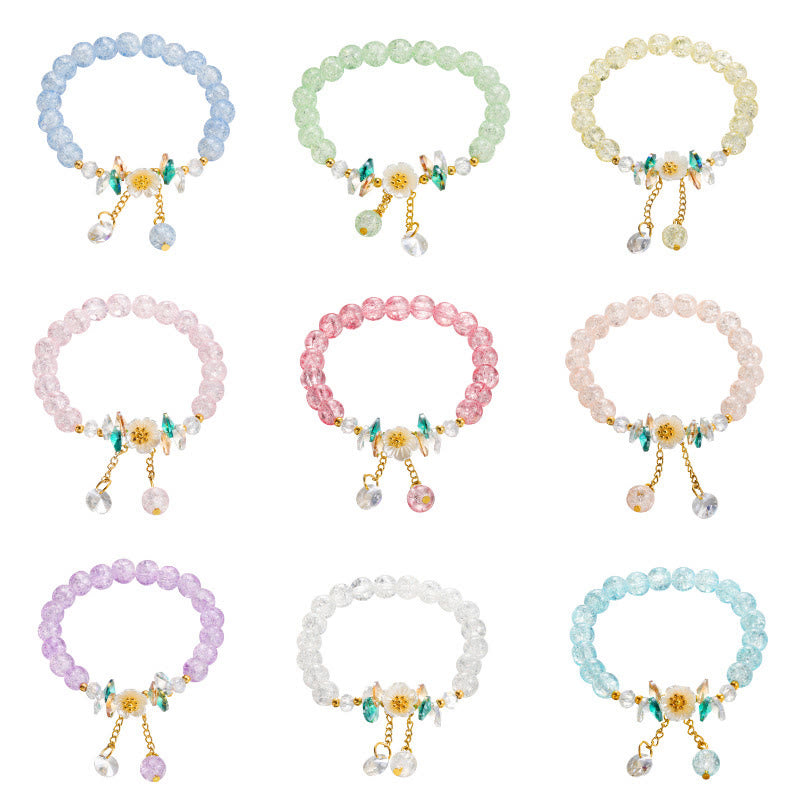 Spirituelles Glasperlenarmband mit Blumenanhänger zum Schutz