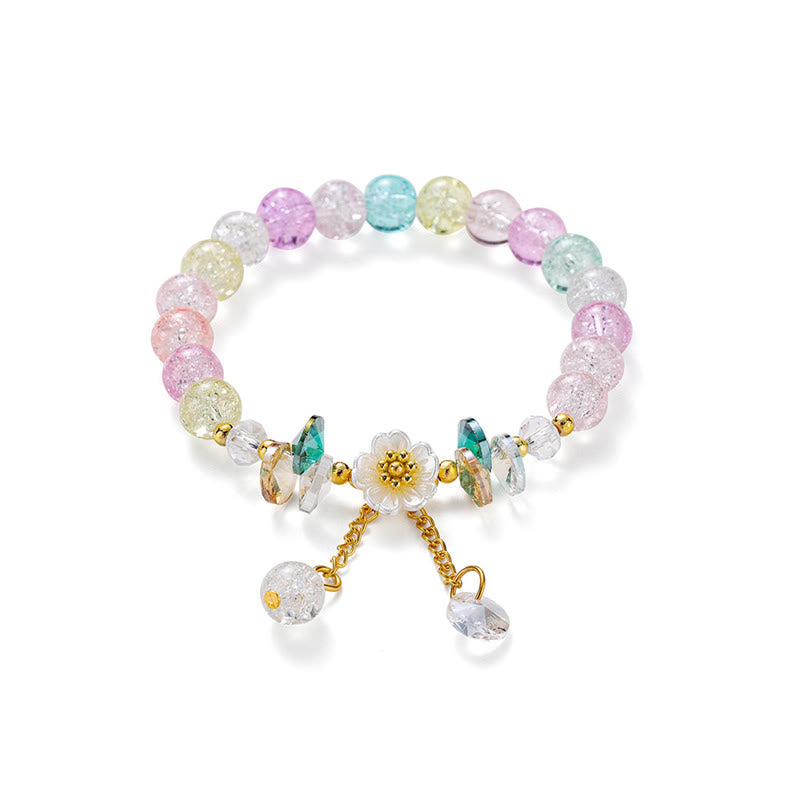 Spirituelles Glasperlenarmband mit Blumenanhänger zum Schutz