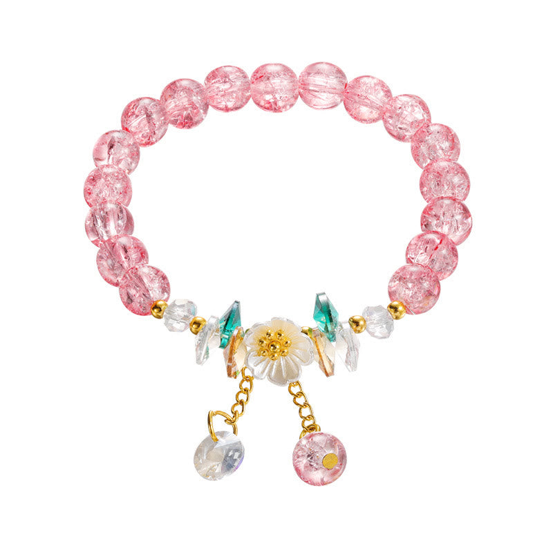 Spirituelles Glasperlenarmband mit Blumenanhänger zum Schutz