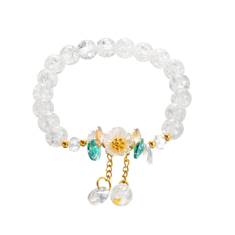 Spirituelles Glasperlenarmband mit Blumenanhänger zum Schutz