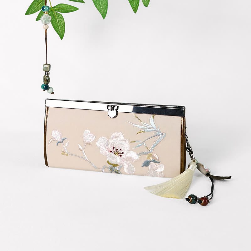 Geldbörse mit großer Kapazität und Stickerei „Magnolia“