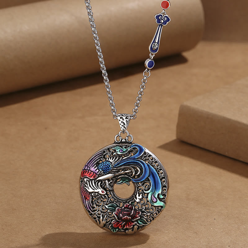 Spirituelle Schutzkette mit Phönix-Pfingstrosen, 60 cm