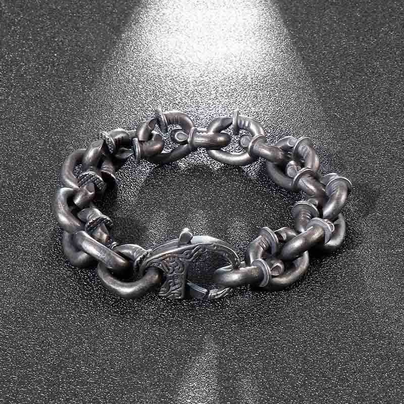 Spirituelles Armband aus Titanstahl mit quadratischen Nieten für Balance