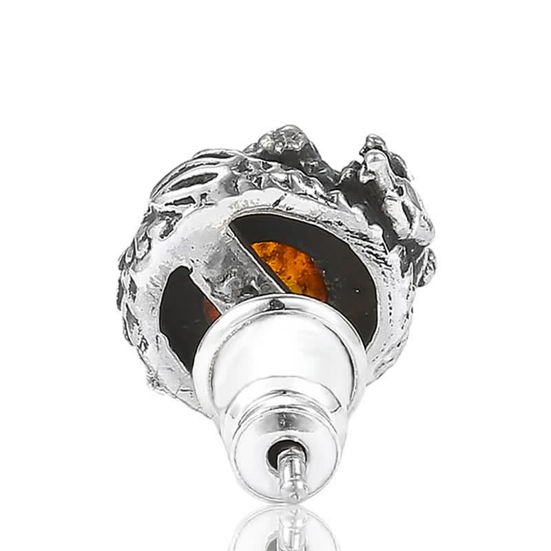 Sterling Silber Bernstein Drache Erfolg Ohrstecker