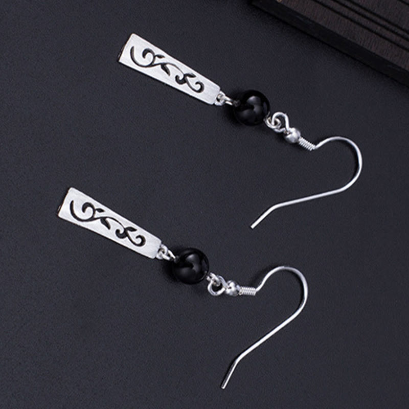 Schutzohrringe aus Sterlingsilber mit schwarzem Onyx