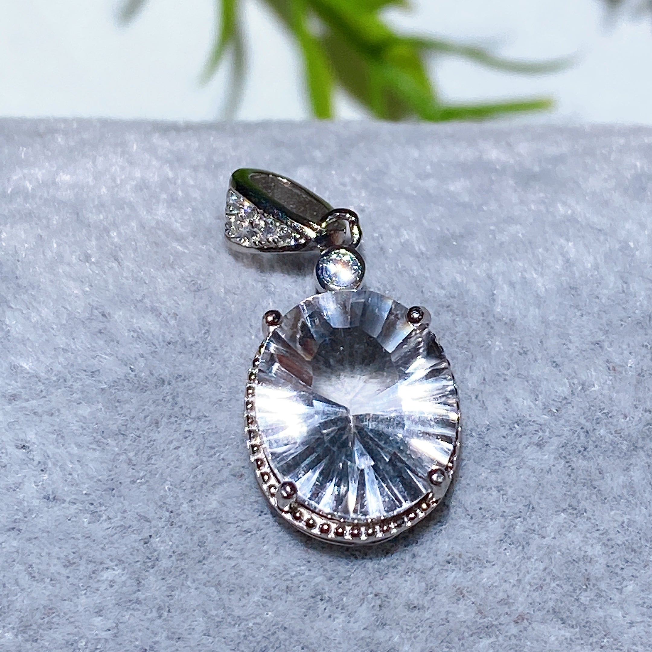 Sterling Silver Clear Quartz Pendant with Healing Crystal Gems