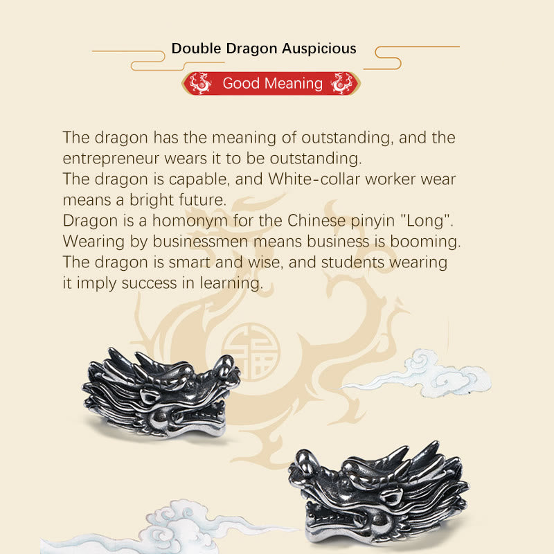 Sterling Silber Doppeldrachen Armband | Glück & Schutz