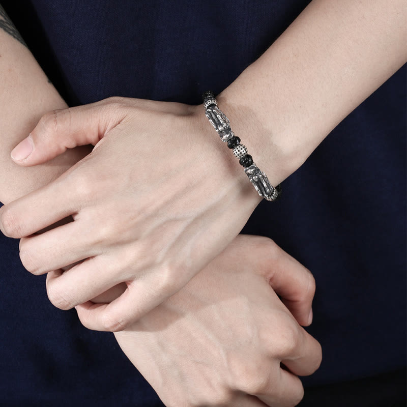 Sterling Silber Doppeldrachen Armband | Glück & Schutz