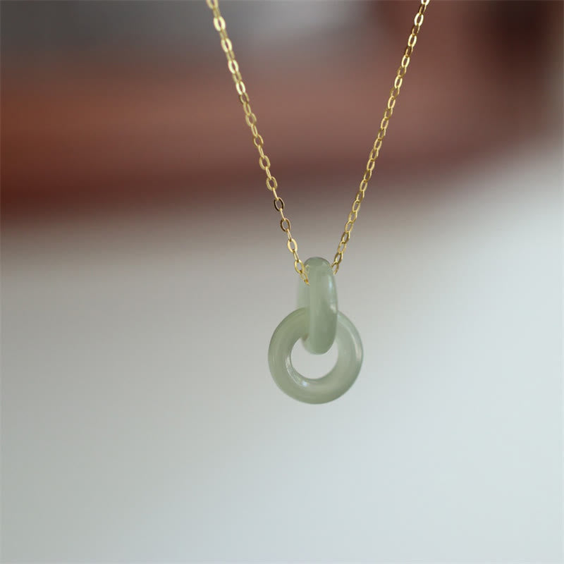 Halskette aus Sterlingsilber mit doppelter Peace-Schnalle aus Hetian-Jade