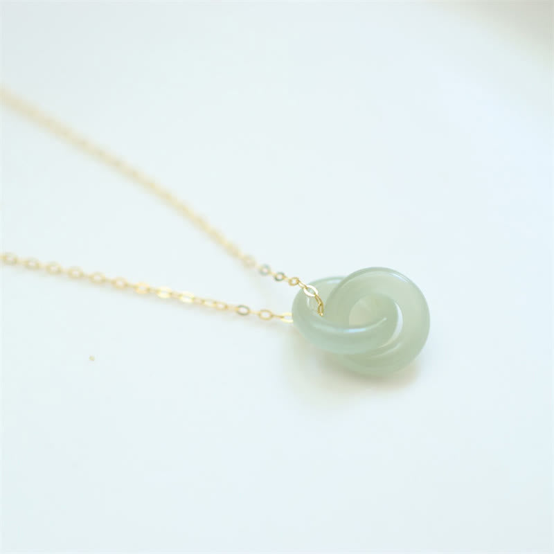 Halskette aus Sterlingsilber mit doppelter Peace-Schnalle aus Hetian-Jade