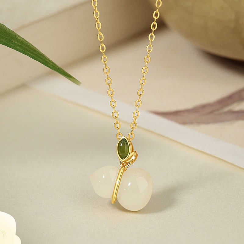 Sterling Silber Hetian Jade Kürbis Halskette für Fülle