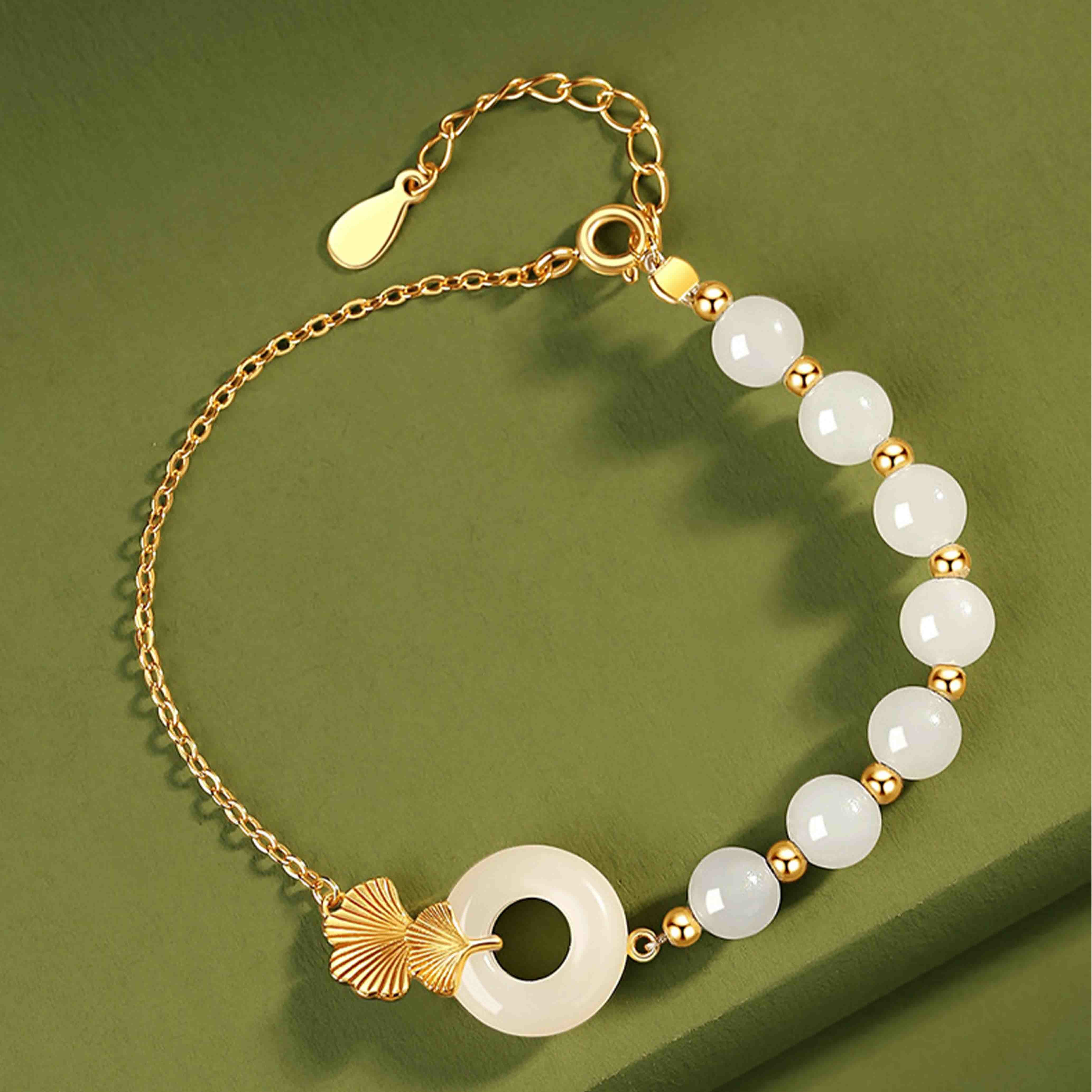 Sterling Silber Hetian Weiß Jade Peace Schnalle Glück Armband