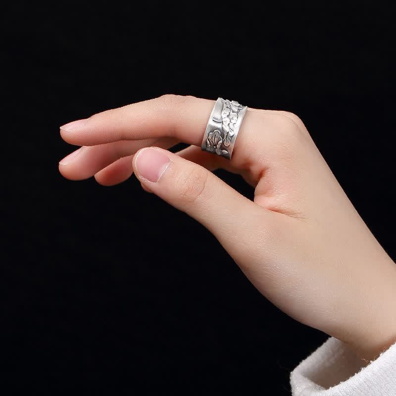 Glücksring aus Sterlingsilber mit Koi-Fisch, 12 mm, verstellbar