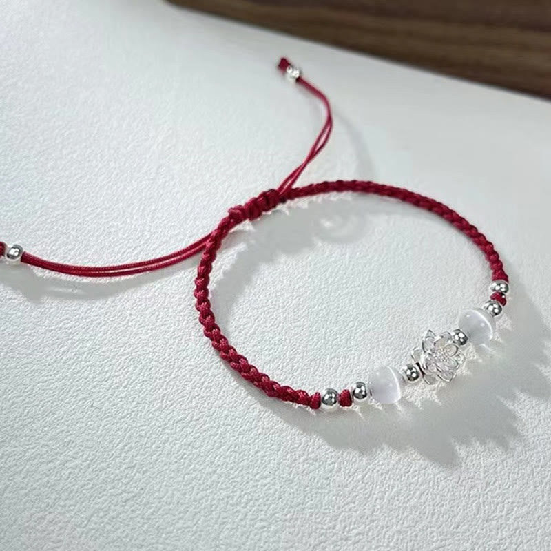 Schutzarmband aus Sterlingsilber mit Lotus-Katzenauge