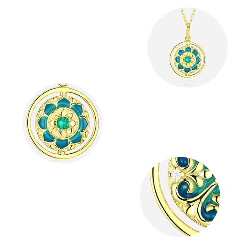 Sterling Silber Lotus Halskette 18,5 mm für Erleuchtung