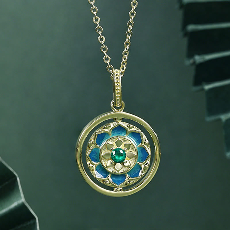 Sterling Silber Lotus Halskette 18,5 mm für Erleuchtung