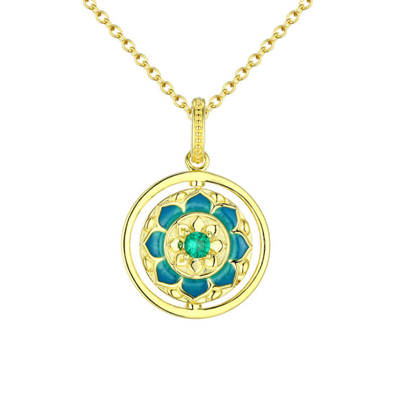 Sterling Silber Lotus Halskette 18,5 mm für Erleuchtung