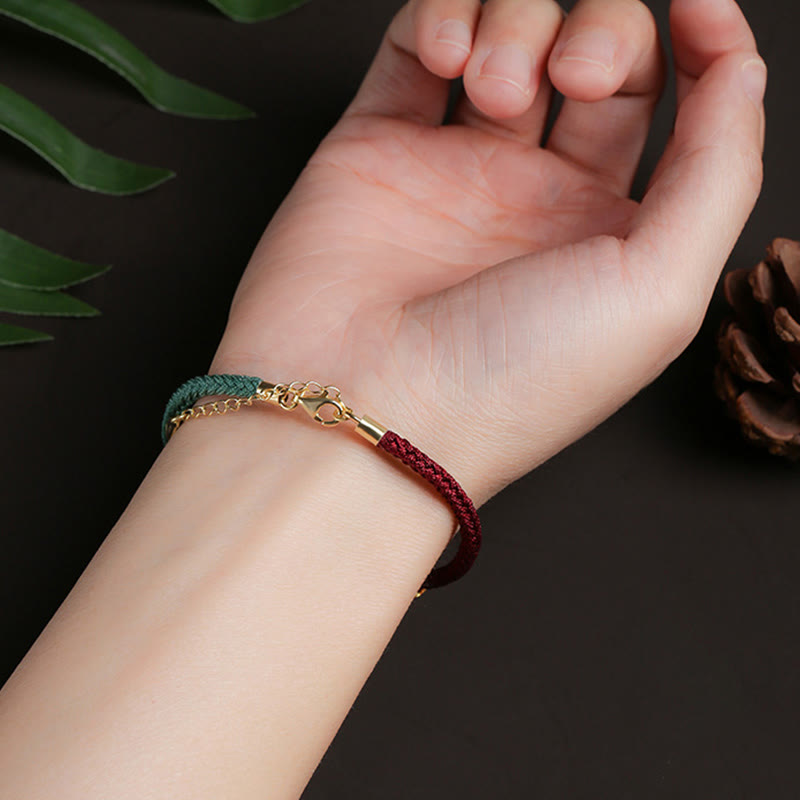 Sterling Silber Lotus Pod Rot Grün String Armband