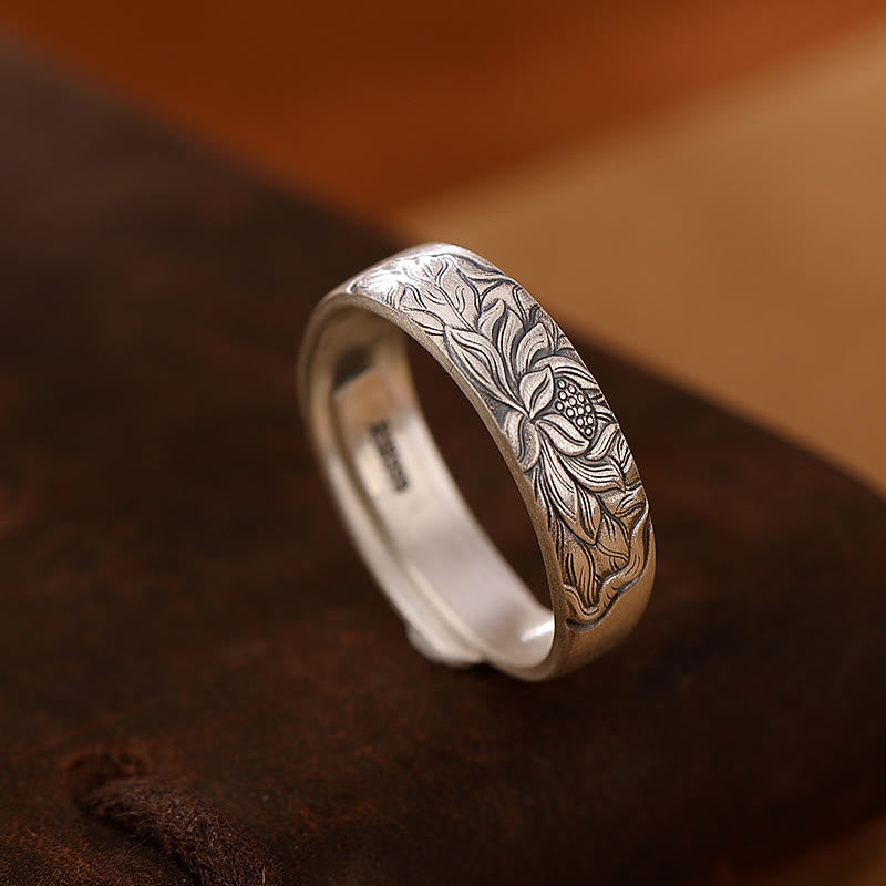 Lotusring aus Sterlingsilber mit erleuchtendem Lotusblüten-Design