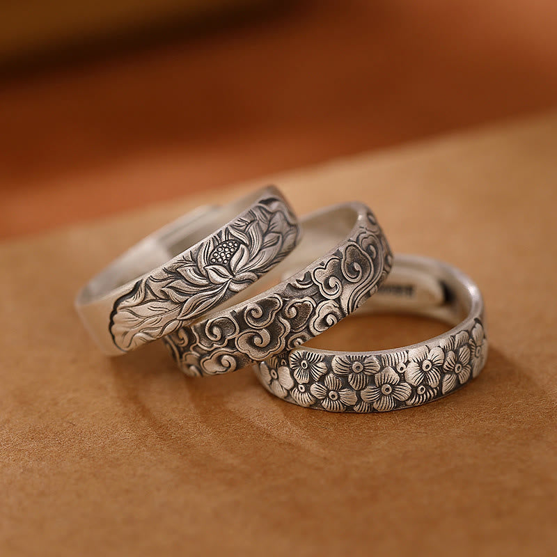 Lotusring aus Sterlingsilber mit erleuchtendem Lotusblüten-Design