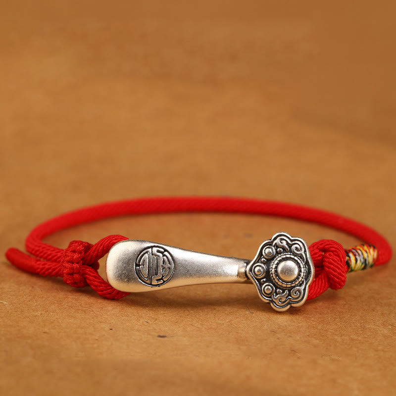 Schutzarmband aus Sterlingsilber mit roter Ruyi-Schnur für Glück