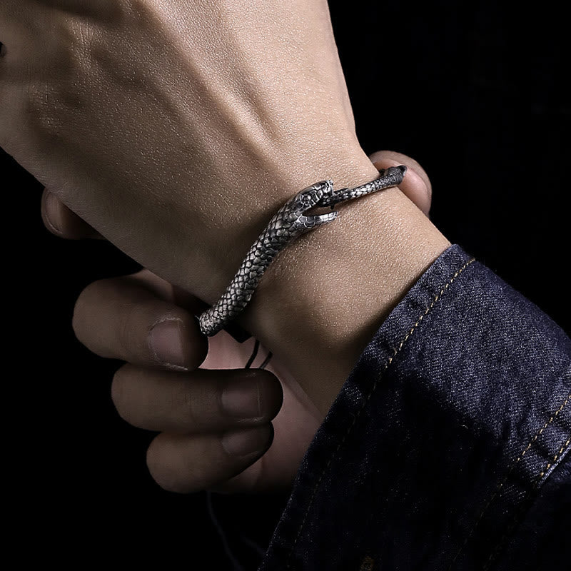 Schlangenförmiges Armband aus Sterlingsilber für den Segen des Jahres der Schlange