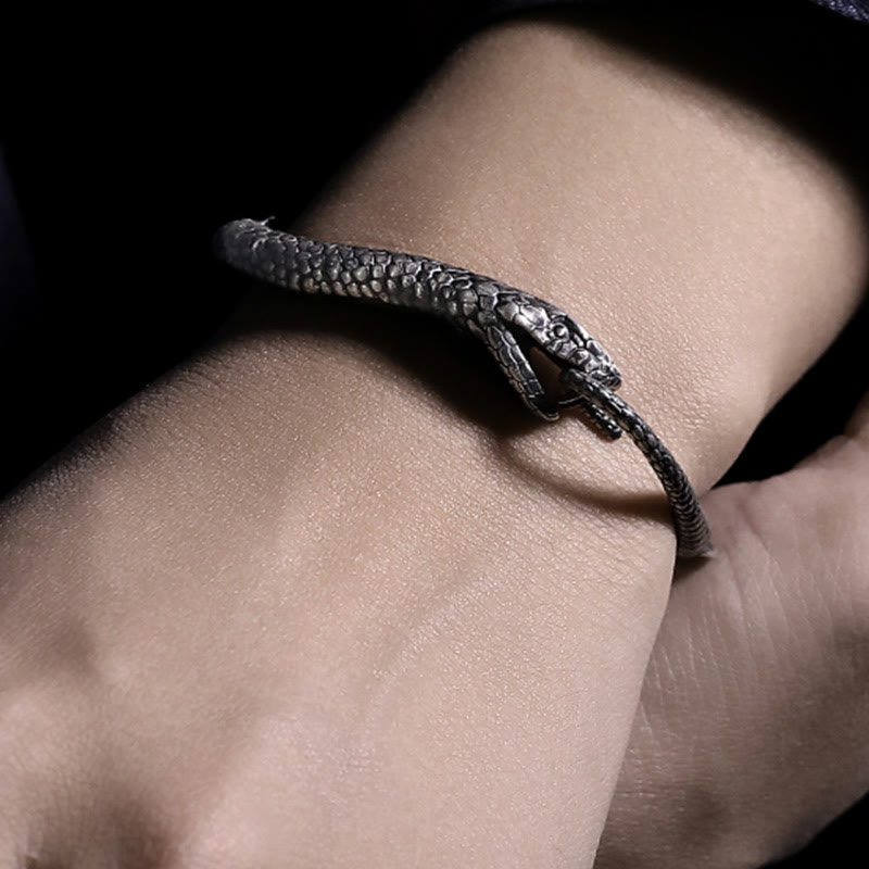 Schlangenförmiges Armband aus Sterlingsilber für den Segen des Jahres der Schlange
