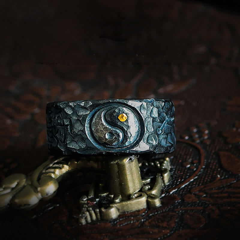 Yin-Yang-Balance-Ring aus Sterlingsilber