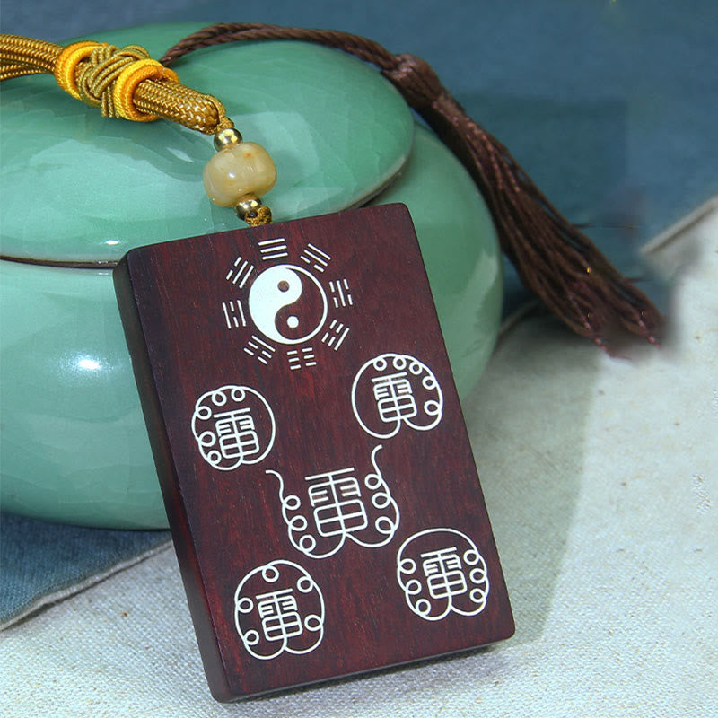 Yin-Yang-Halskette aus Sterlingsilber mit rotem Sandelholz | Schutz