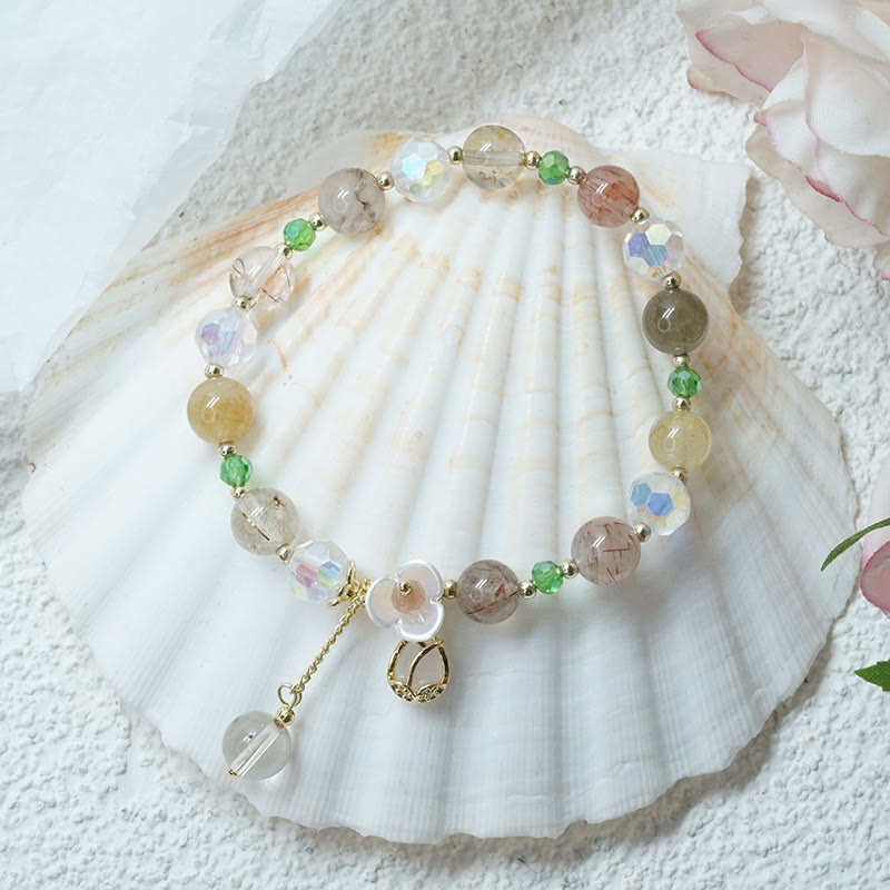 Heilarmband aus Erdbeerquarz und Fluorit für emotionale Klarheit