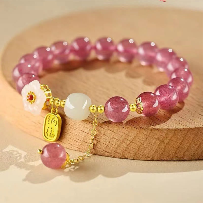Heilarmband mit Erdbeerquarz-Fu-Charakter
