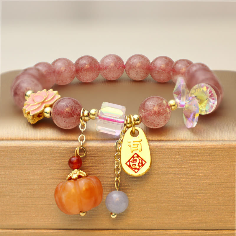 Erdbeerquarz Fu Charm Positives spirituelles Armband