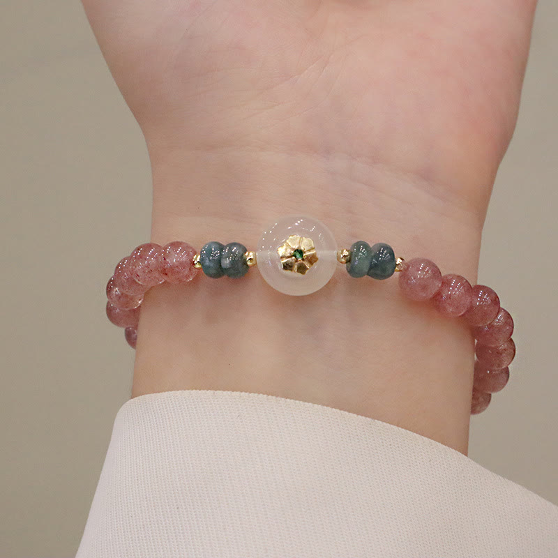 Erdbeerquarz-Jade-Heilarmband für Wohlstand und Liebe
