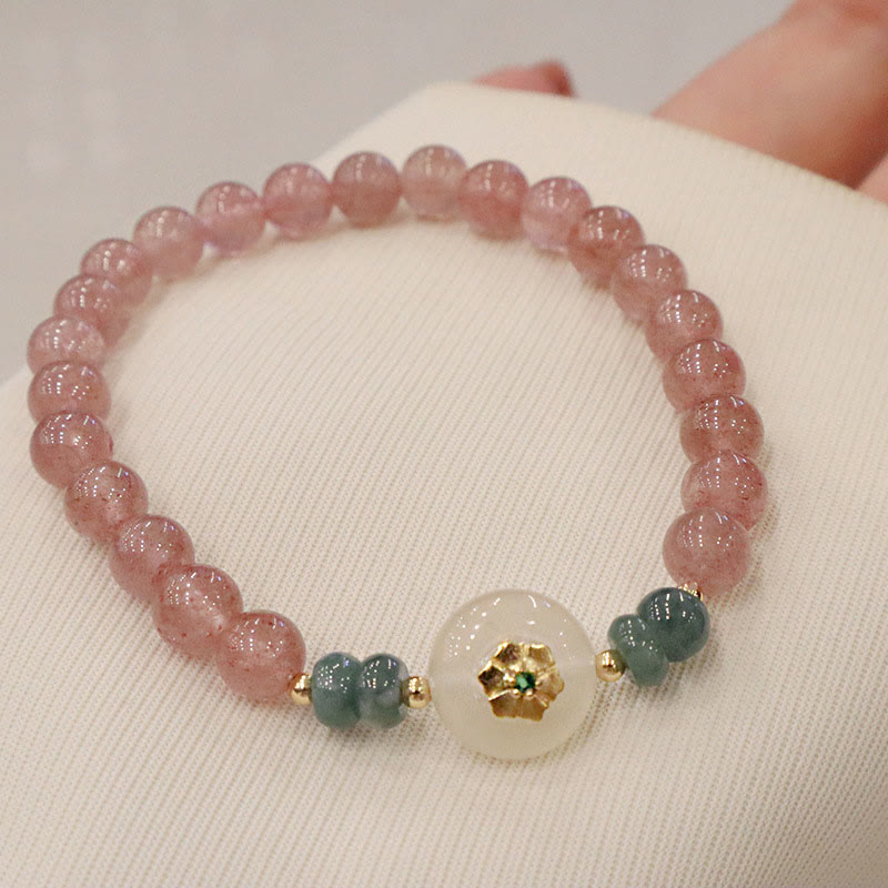 Erdbeerquarz-Jade-Heilarmband für Wohlstand und Liebe