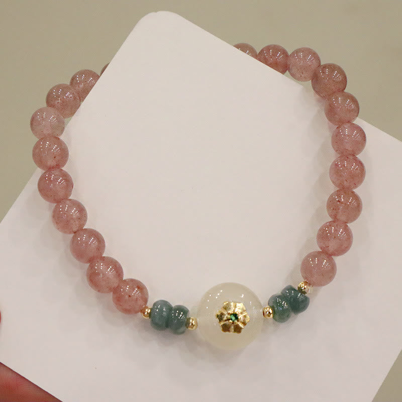 Erdbeerquarz-Jade-Heilarmband für Wohlstand und Liebe