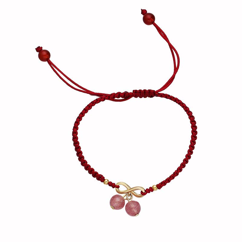 Erdbeerquarz Rotes Schnurarmband | Liebe Heilung Schutz