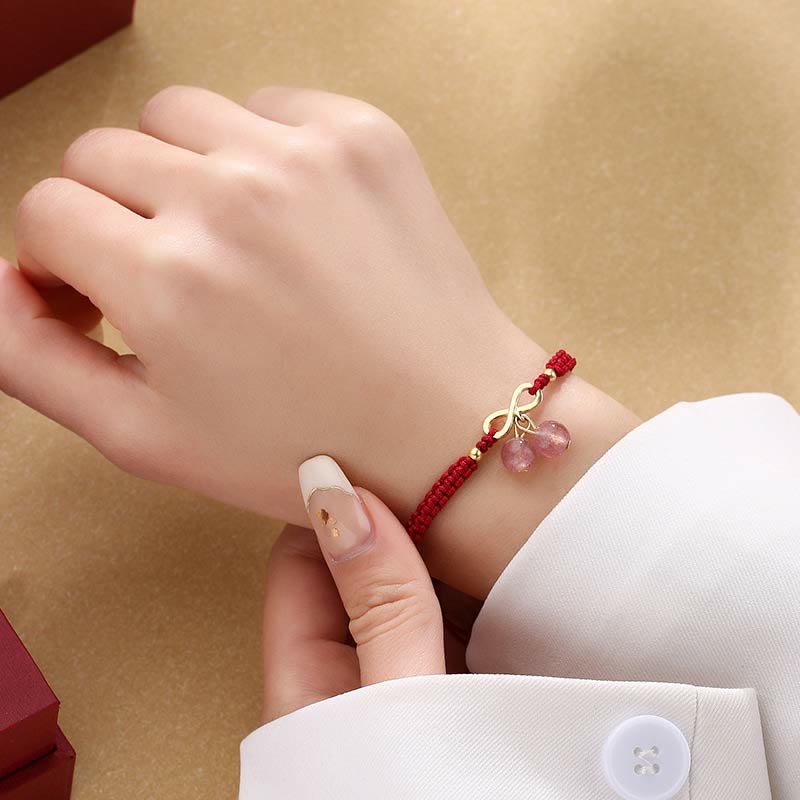 Erdbeerquarz Rotes Schnurarmband | Liebe Heilung Schutz
