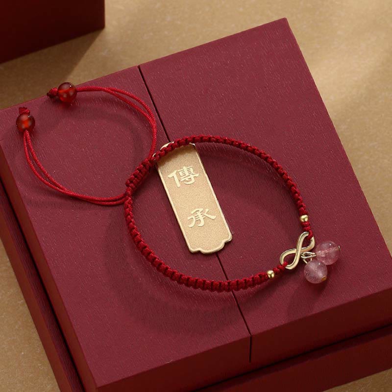 Erdbeerquarz Rotes Schnurarmband | Liebe Heilung Schutz