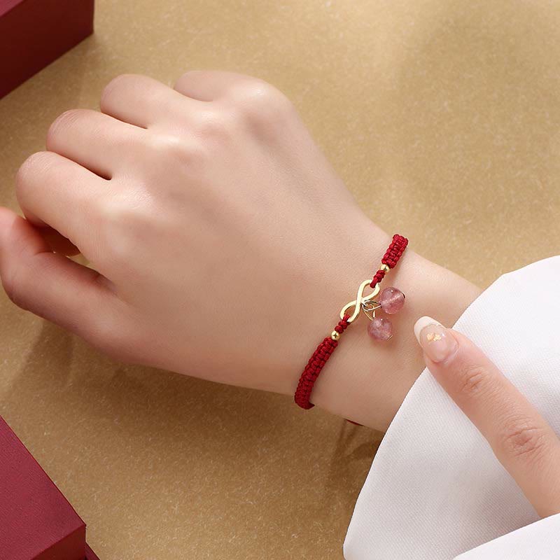 Erdbeerquarz Rotes Schnurarmband | Liebe Heilung Schutz