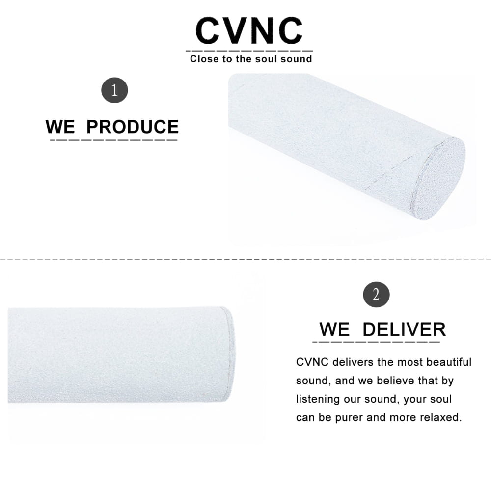 White cylindrical foam roller beside Suede Mallet for playing Crystal Singing Bowl