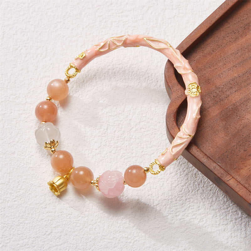 Sonnenstein & Goldene Seide Jade Positive Charm Armband