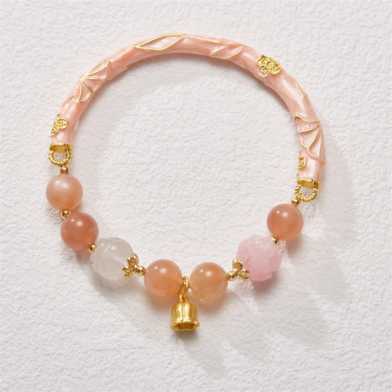 Sonnenstein & Goldene Seide Jade Positive Charm Armband
