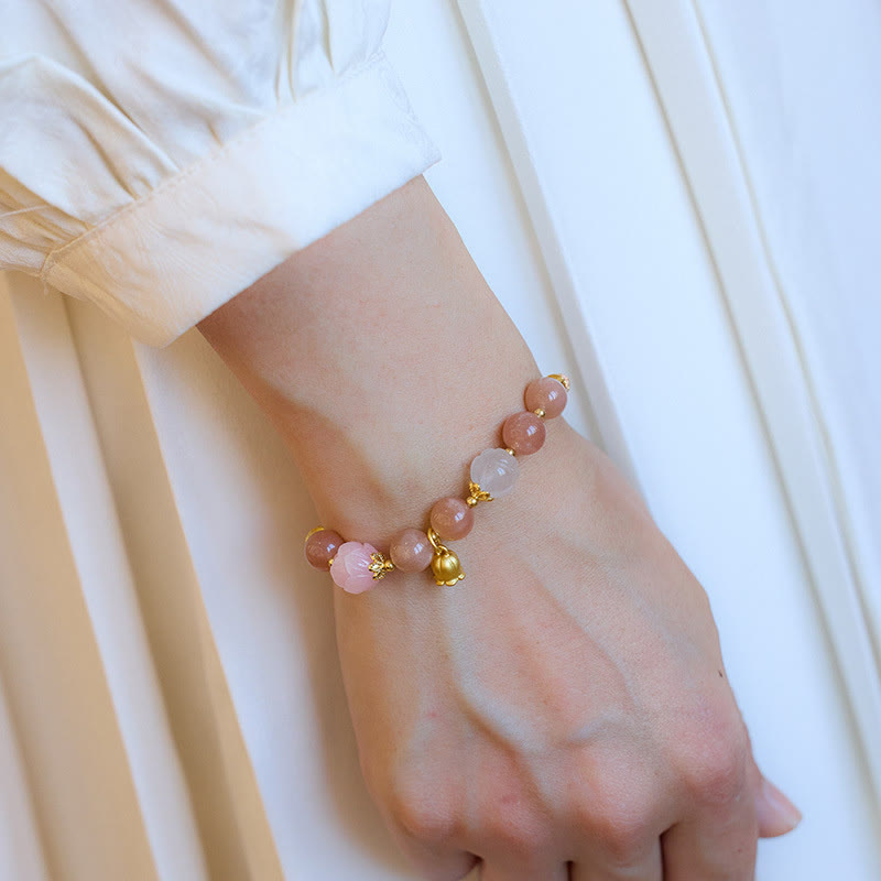 Sonnenstein & Goldene Seide Jade Positive Charm Armband